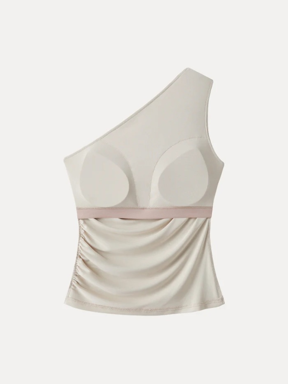 NWT OGL Sandwashed One Shoulder Ruched Bra Tank in black - Picture 2 of 5